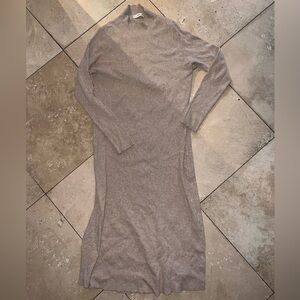 Mango Taupe Long Sleeve Dress
